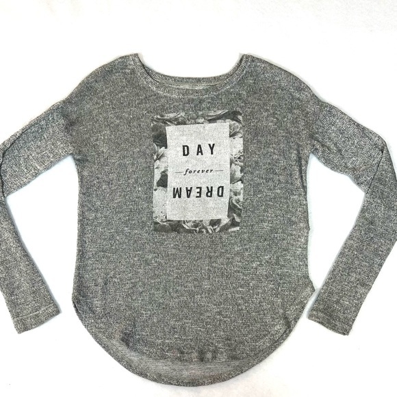 Abercrombie & Fitch Kids size L heather grey w silver stitch long sleeve sweater - Picture 1 of 13